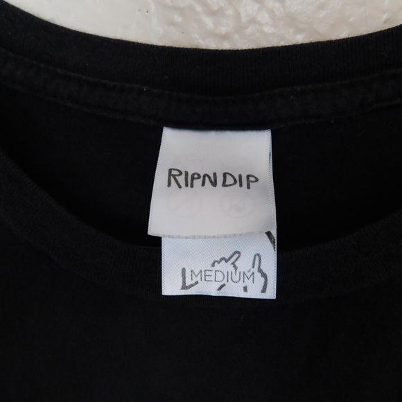 RipNDip Pocket Tee Shirt Women M Cat Graphic Logo Skater Black Short Sleeve - Picture 2 of 8